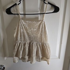 American Eagle Outfitters Cream Velvet Camisole